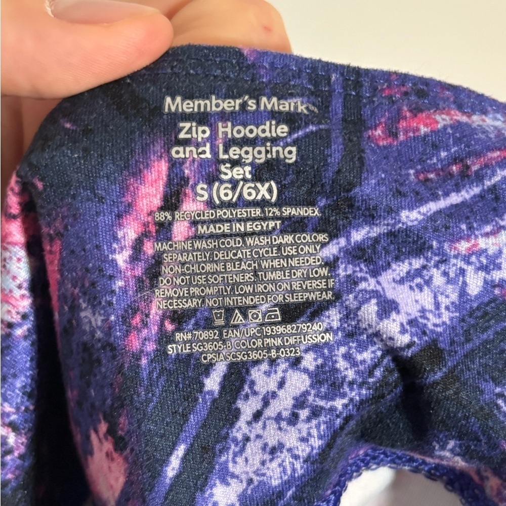 Member’s Mark Girls Hoodie & Leggings Set Pink / Purple Size Small 6/6X - Picture 9 of 11